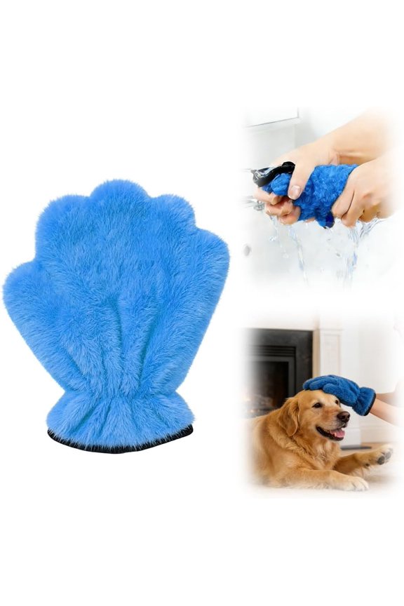 Corals Fleece Pet Grooming Gloves, 2026 New Multi-Functional Bath Towel Mittens for Quick Drying Dog Cats Bath, Gentle Absorbent Towel Gloves for Pet