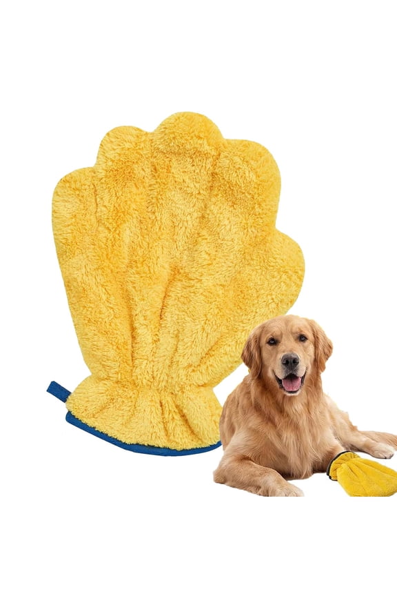 Corals Fleece Pet Grooming Gloves, Multi-Functional Bath Towel Mittens, Highly Absorbent, Soft Durable, Lint-Free for Pet