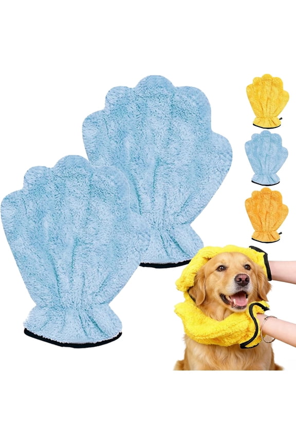 Corals Fleece Pet Grooming Gloves, Multi-Functional Bath Towel Mittens, Soft Cat Bathing Mitts for Home Use, Reusable and Lightweight, Gentle Absorbent Towel Gloves for Pet