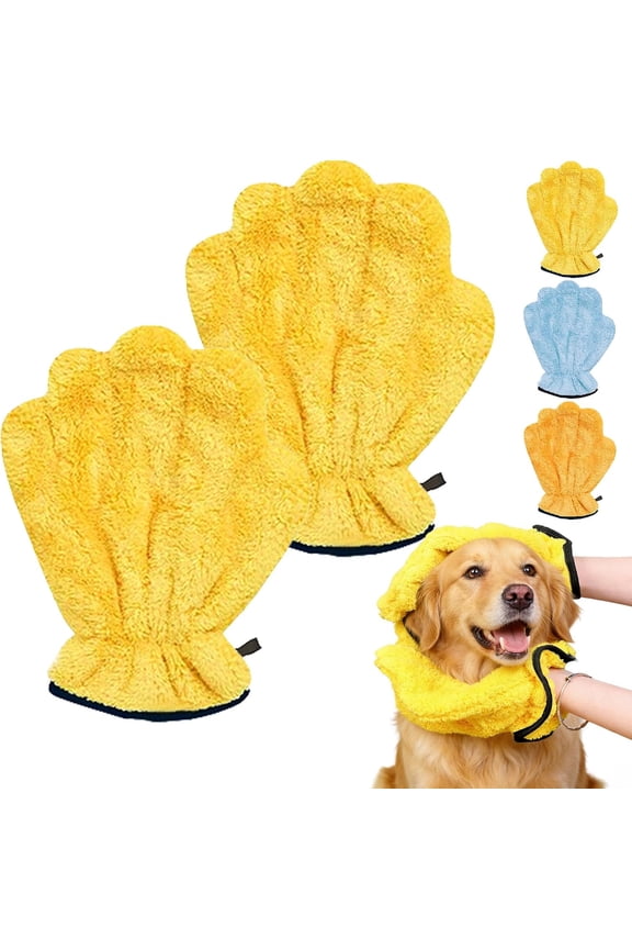 Corals Fleece Pet Grooming Gloves, Multi-Functional Bath Towel Mittens, Soft Cat Bathing Mitts for Home Use, Reusable and Lightweight, Gentle Absorbent Towel Gloves for Pet
