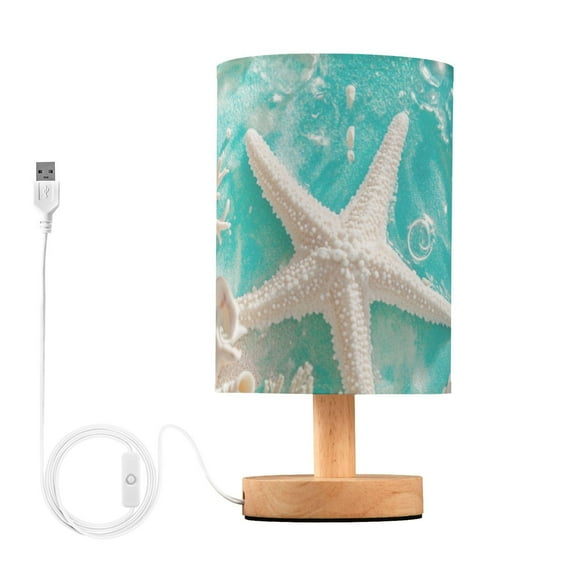 Corals Shells Starfish Seaside Table Lamp with USB Port LED Warm Light Lamp Night Light Home Decor