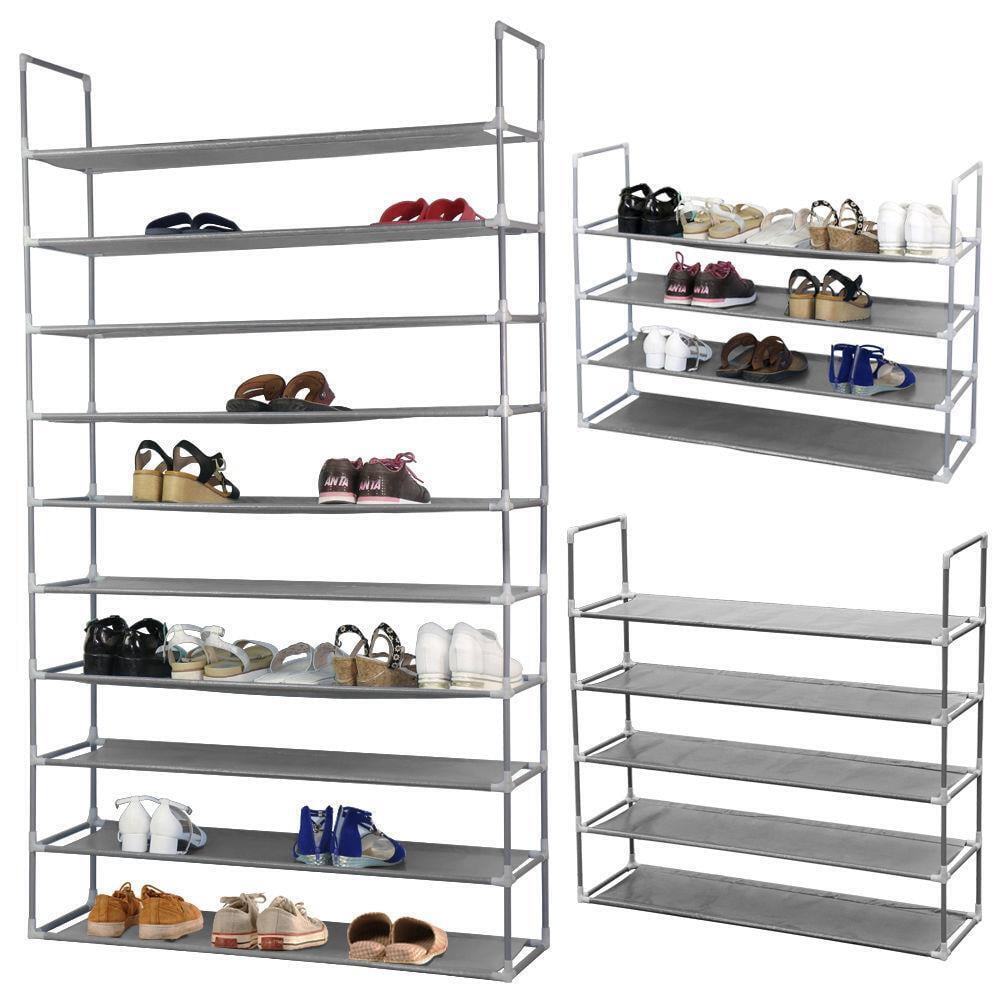 10-Tier 50 Pair Shoe Rack Organizer - Free Standing Space Saving Tower, Gray Fabric 5 thumbnail image