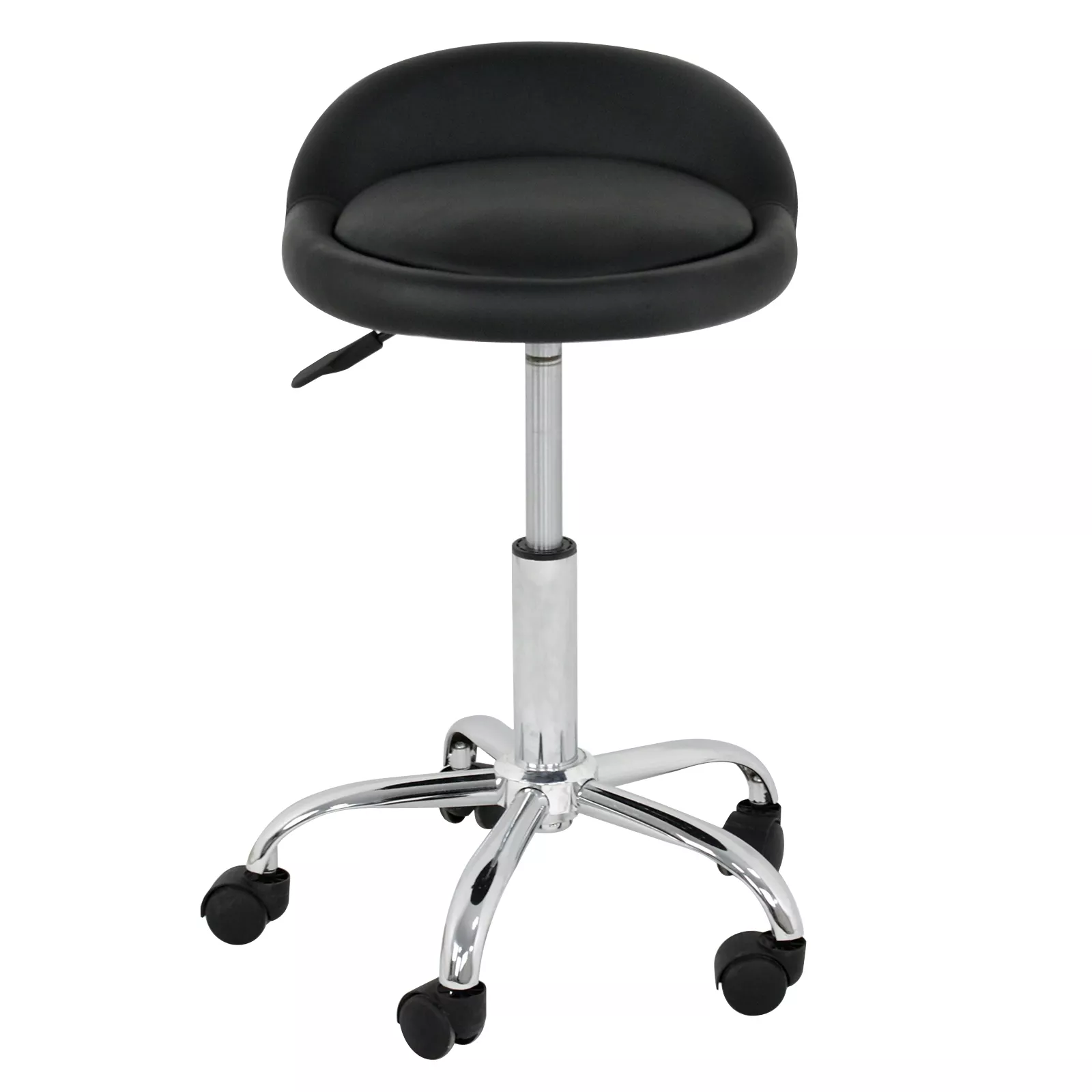 Coraluna Height Adjustable Rolling Swivel Salon Stool, PU Leather Hydraulic Ergonomic Chair with Backrest Wheels for Office Work Tattoo Massage Facial Spa Manicure Dentist Clinic-Black