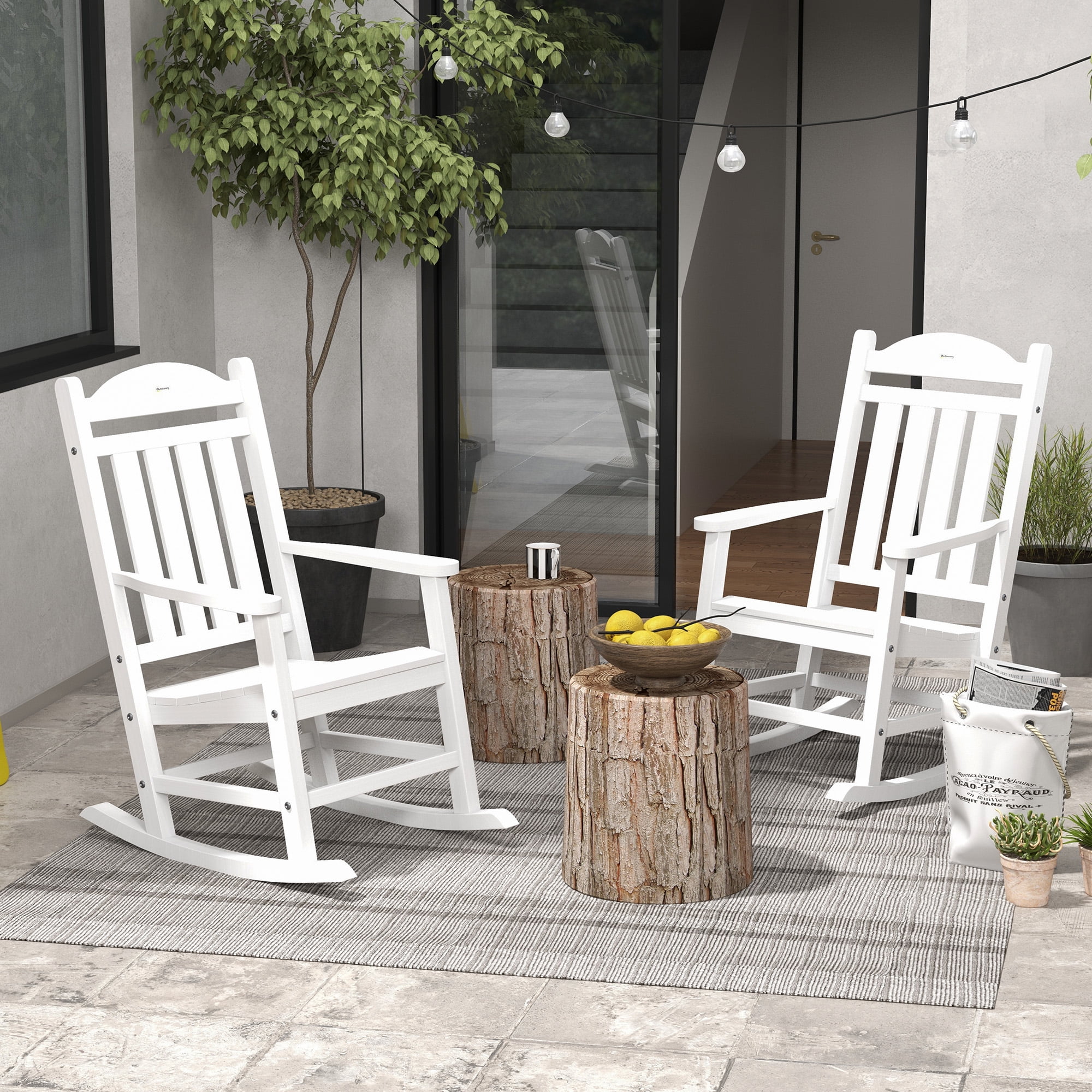 Coraluna Outdoor Rocking Chairs HDPE Slatted Design, Porch Rocker ...