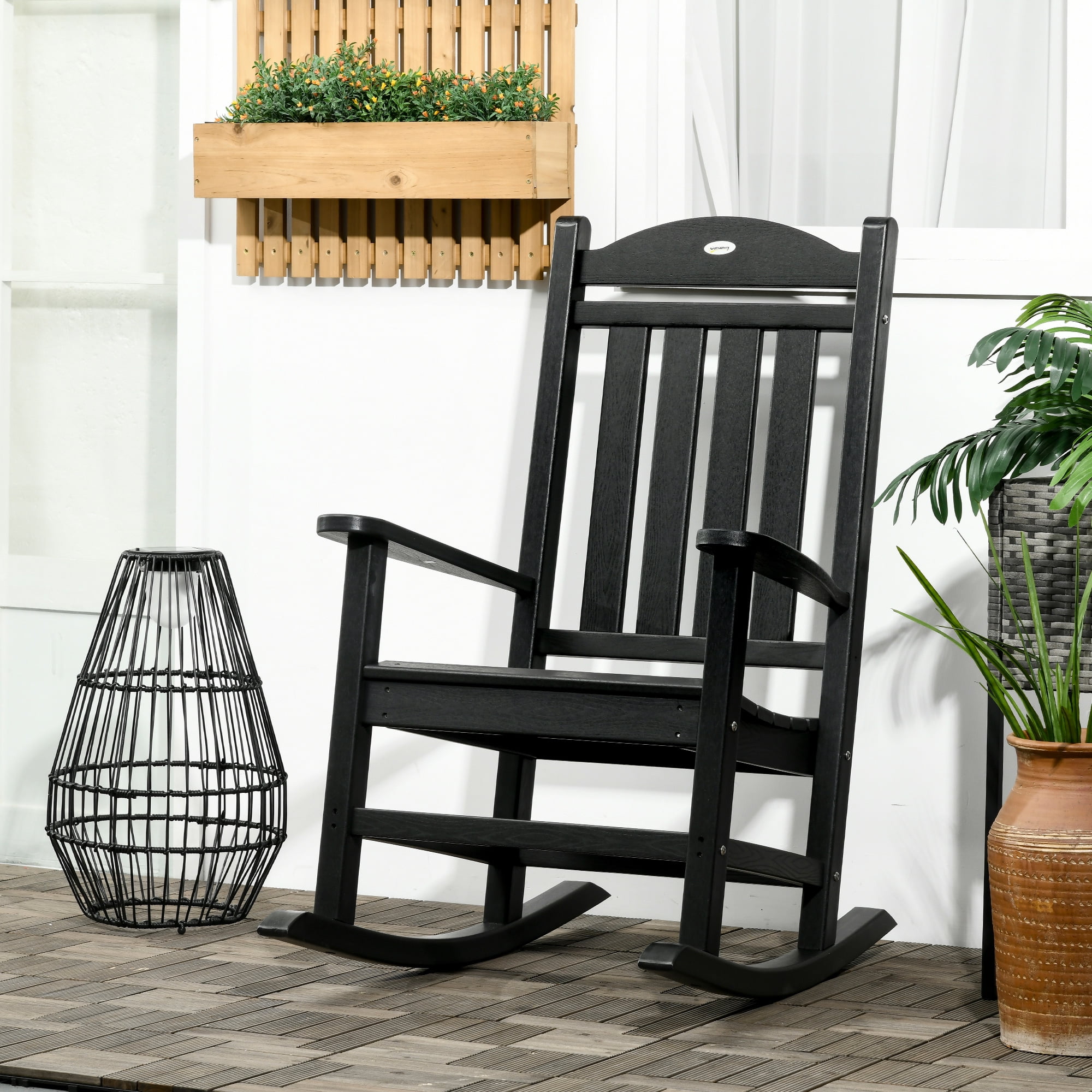 Coraluna Outdoor Rocking Chairs HDPE Slatted Design, Porch Rocker ...