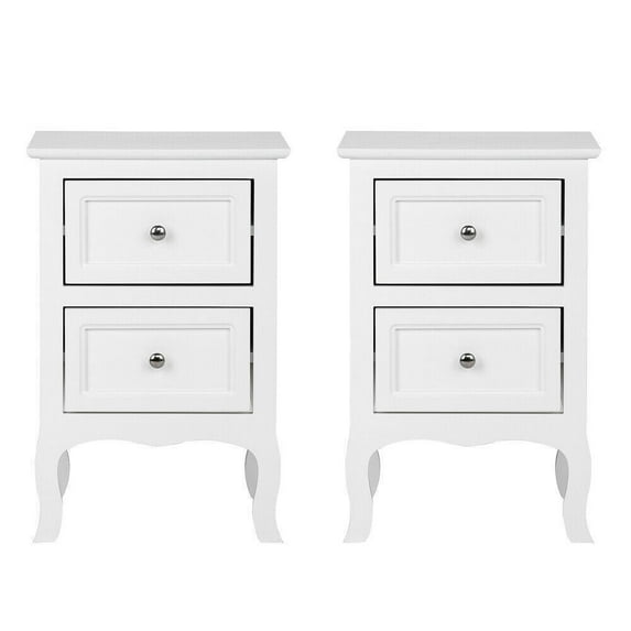 Coraluna Set of 2 Bedroom Bedside Table Nightstand End Side Organizer 2 Drawers Storage