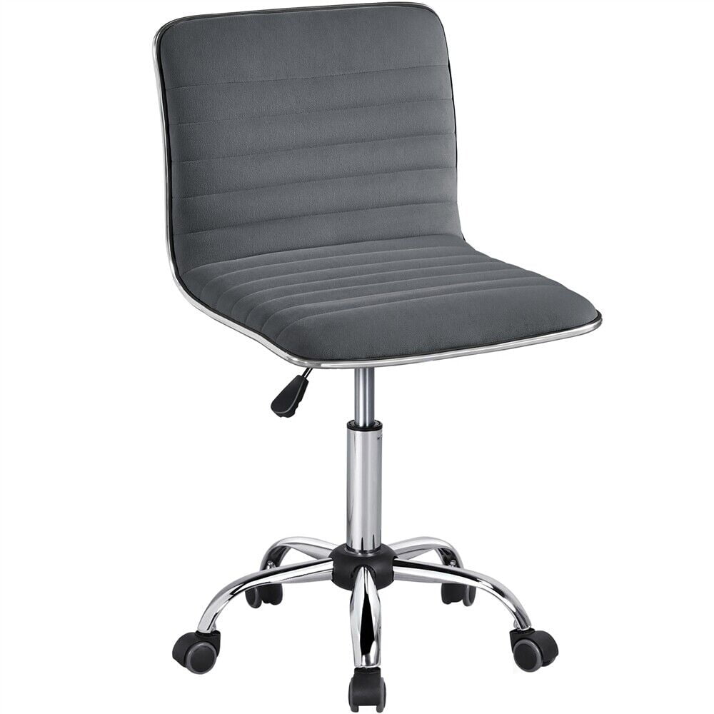 Light Gray Vinyl Armless Swivel Task Chair with Chrome Frame