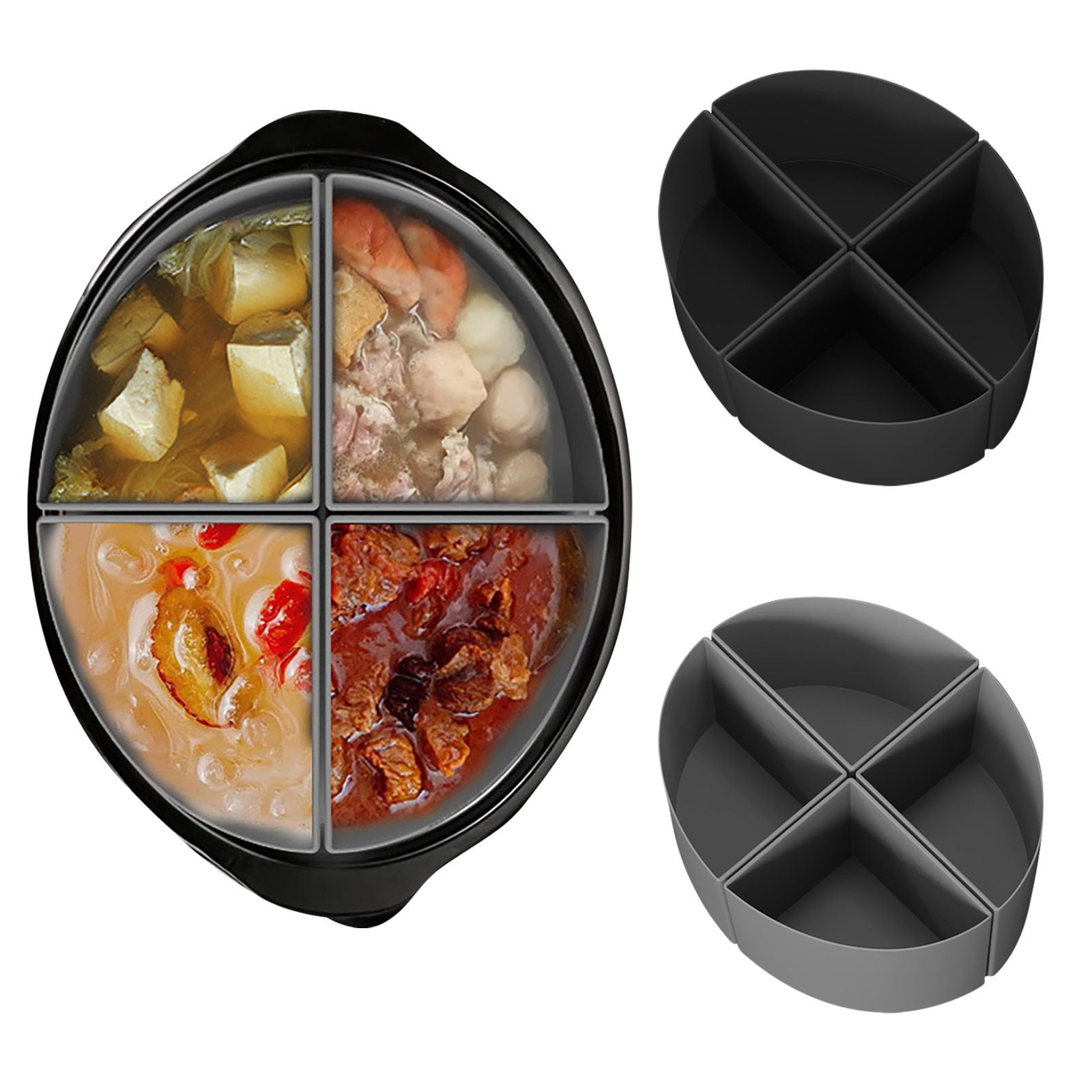 Corashan 4 In 1 Slow Cooker Divider Liners, Silicone Liner Fit 6Qt
