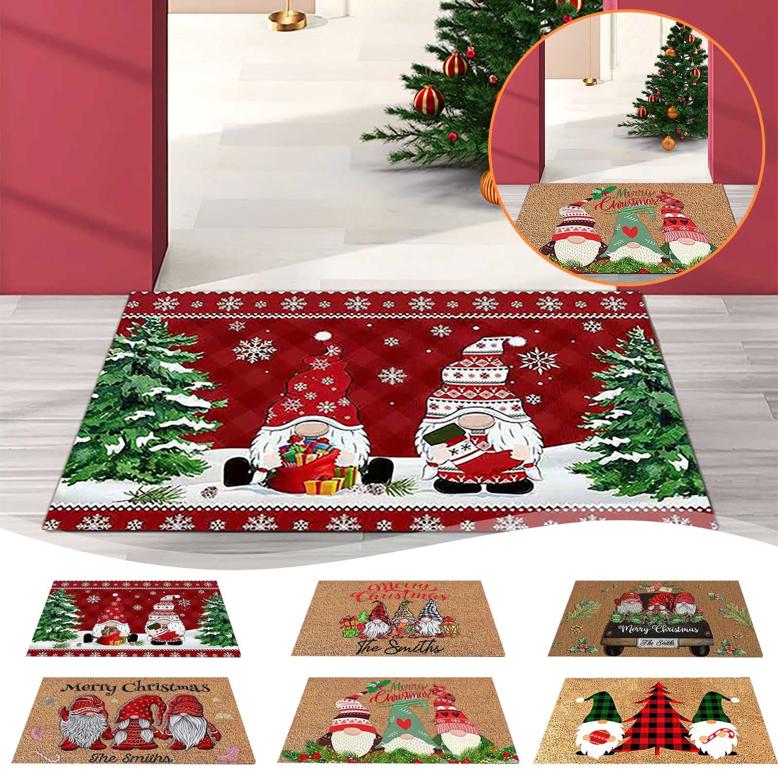 Corashan Christmas Decorative Doormat Xmas Christmas Gnome Mat Non Slip and Washable