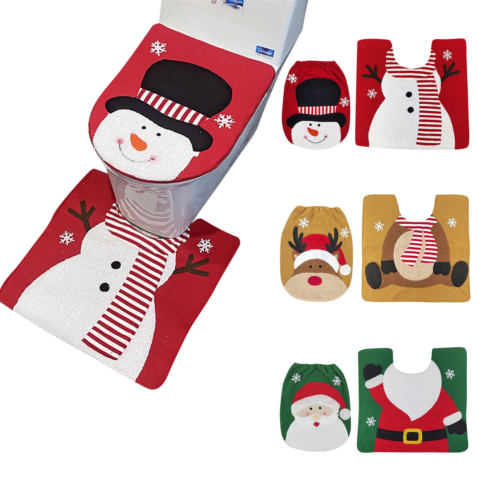 Corashan Christmas Toilet Seat Cover Decorations, Toilet Seat Cover Set