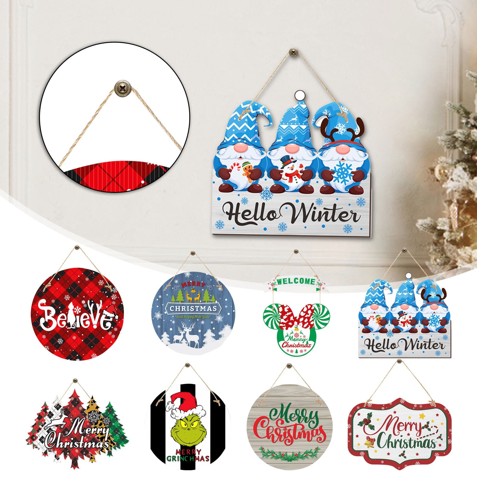 Corashan Geinch Christmas Tree Decorations, Christmas New Door Hanging