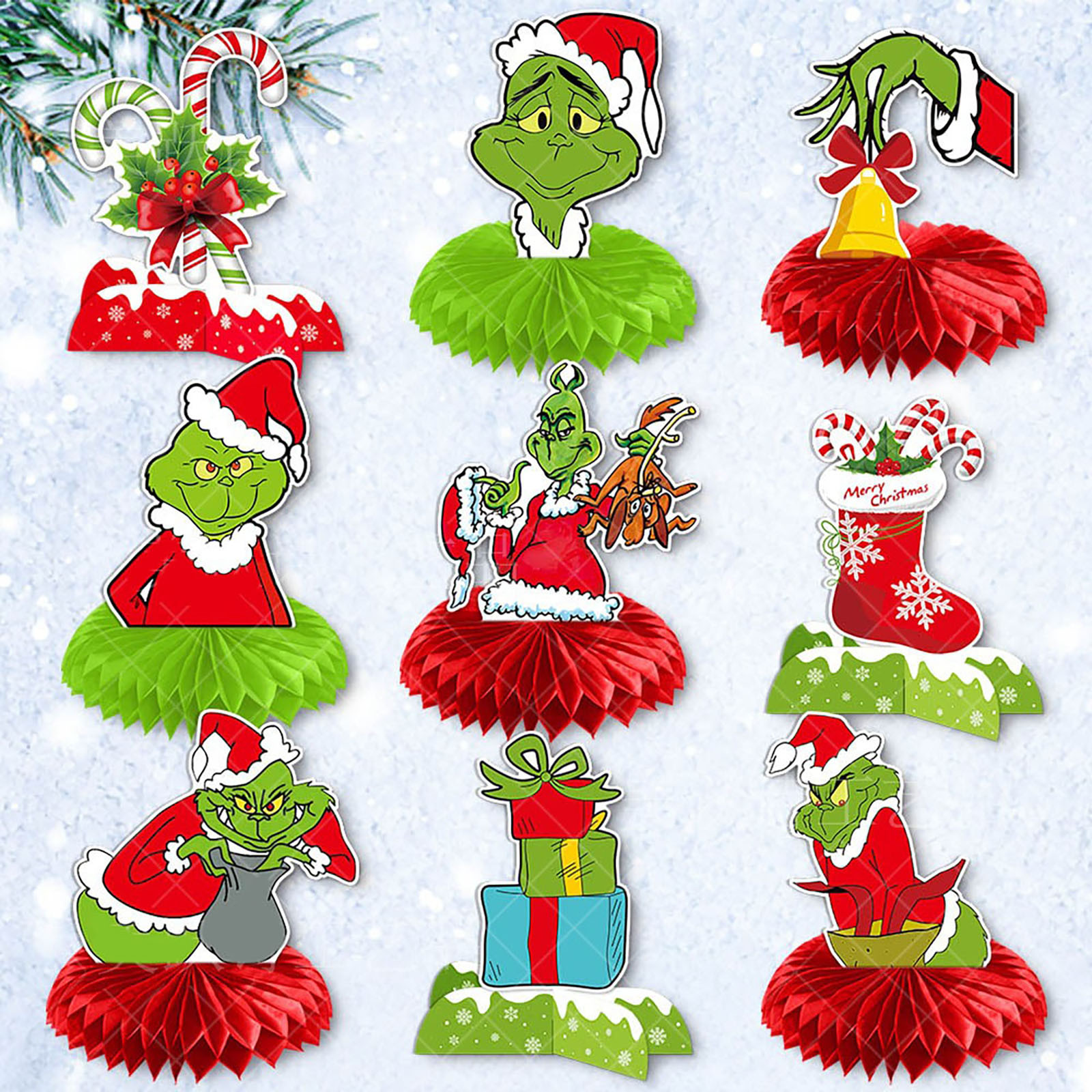 Décorations Grinch Pour Sapin De Noël - Lot De 5 Pièces (tête, Bras, Jambes) - Coton Et Feutre - Détachable, Amusant - 4