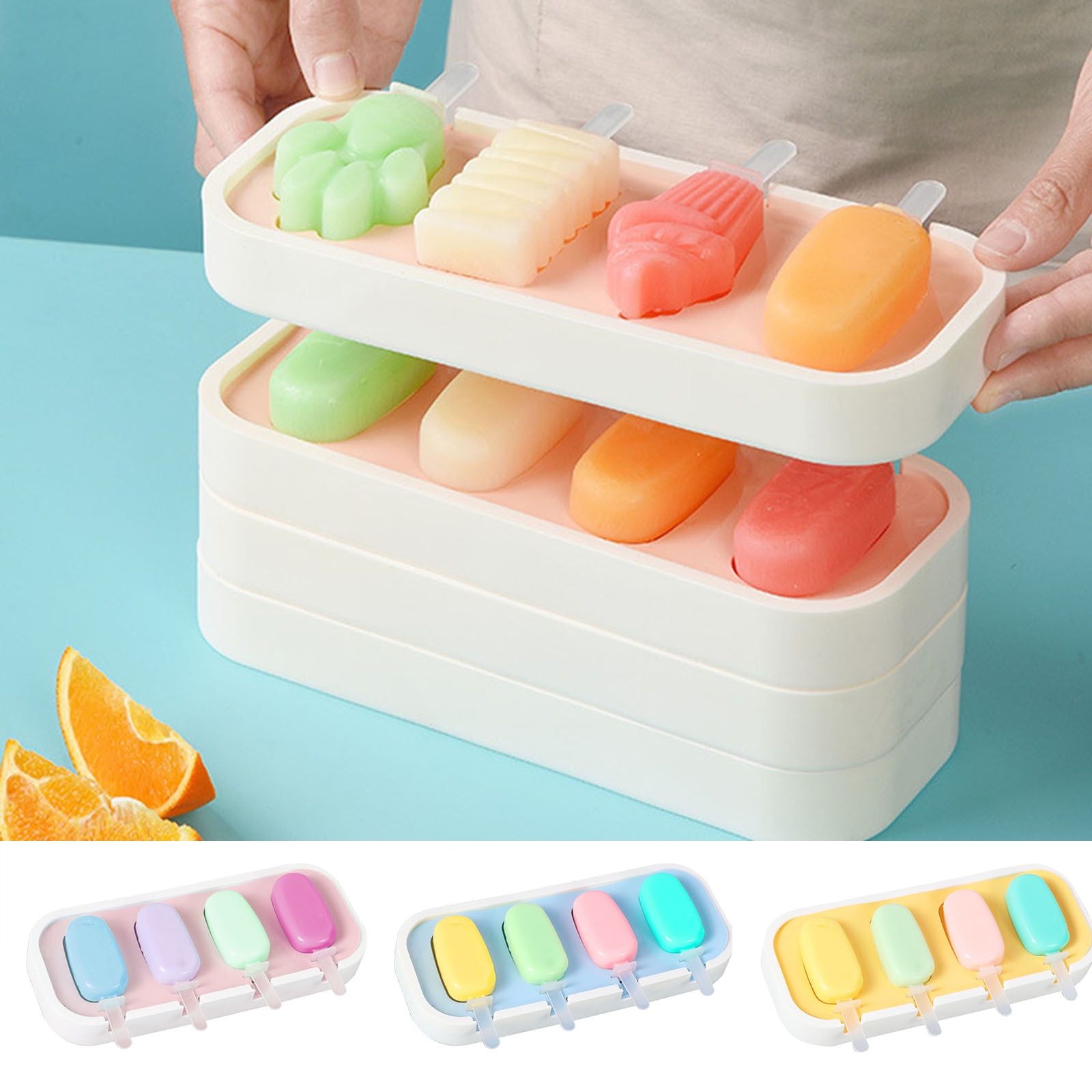 Corashan Ice Lolly Moulds 4 Shapes Silicone Popsicle Molds, Ice Mould