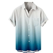 Corashan Fit Shirts Men's Casual Lapel Gradient Beach Holiday Wear Men's Fashion Shirt Coofandy Shirts for Men（Buy 2 and Get 1 Cap Free）