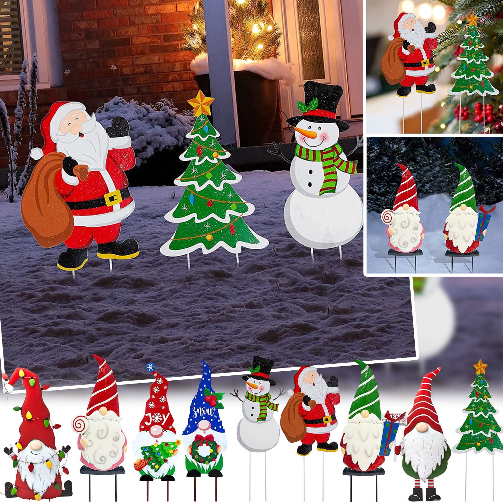 Corashan Merry Christmas Yard Stake Sign Decoration Snowman Santa Claus