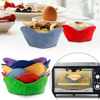ULVEOL Set of 2 Black Microwave Bowl Holder Potholders - Microwavable Soup Bowl Cozy - Hot Pads Bowl Holders for Hot Food Quilted - Bowl Cozies for