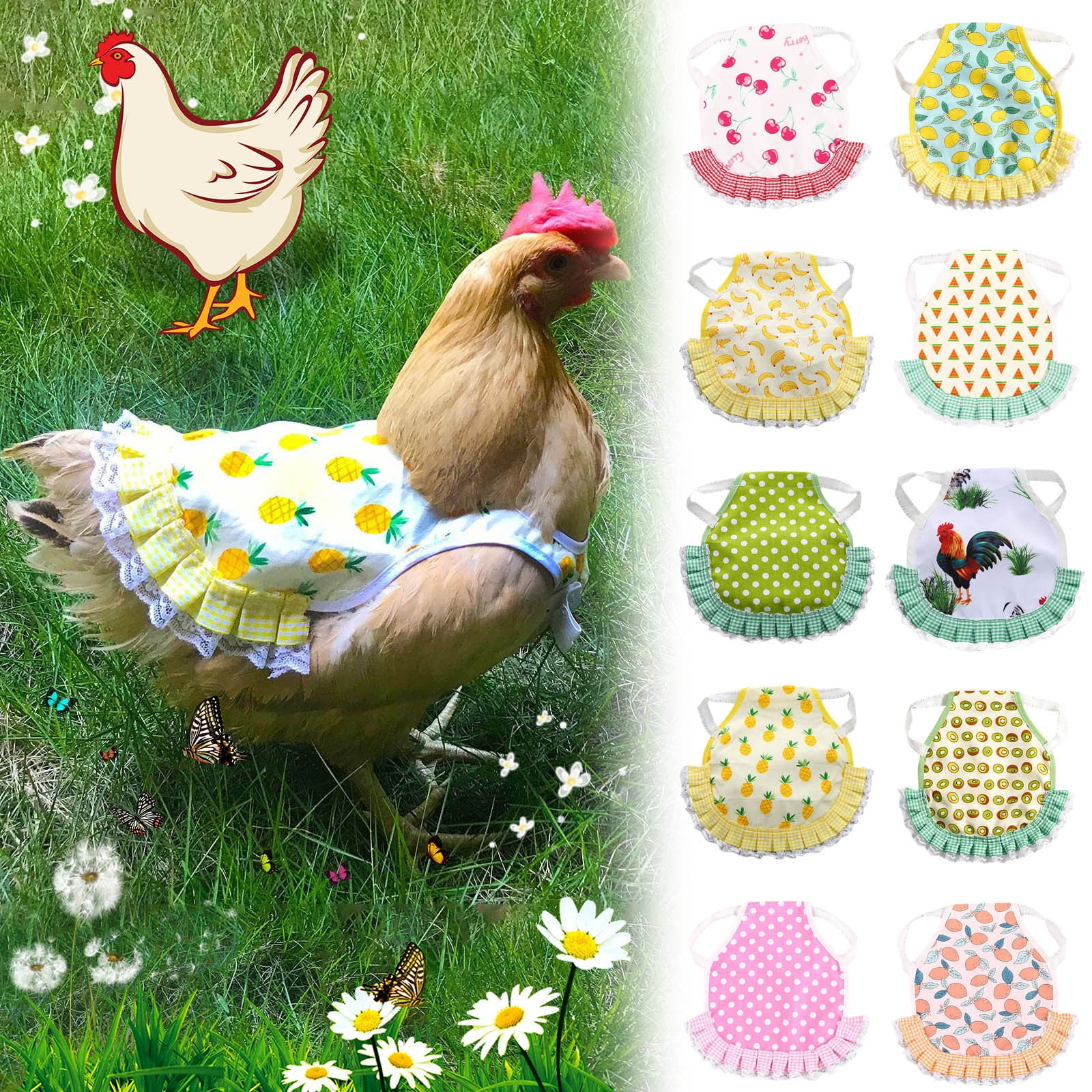 Corashan Printed Chicken Apron Hen Chicken Saddle Back Protector ...