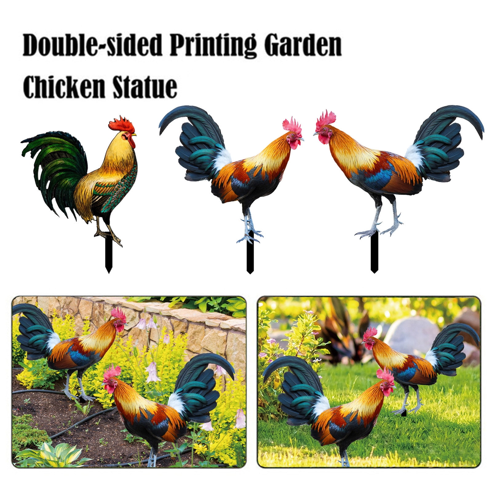 Corashan Realistic Chicken Statuesacrylic Rooster Animals Stakes