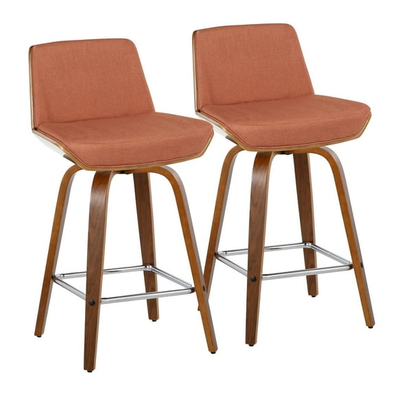 Corazza Counter Stools for Kitchen Counter in Fabric and Walnut Wood, Counter Height Chairs, Bar Stools Set of 2, Counter Height Chairs, Bar Stools For Kitchen Island