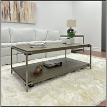 Corbeta Metal Frame Wood Living Room Coffee Table with Casters