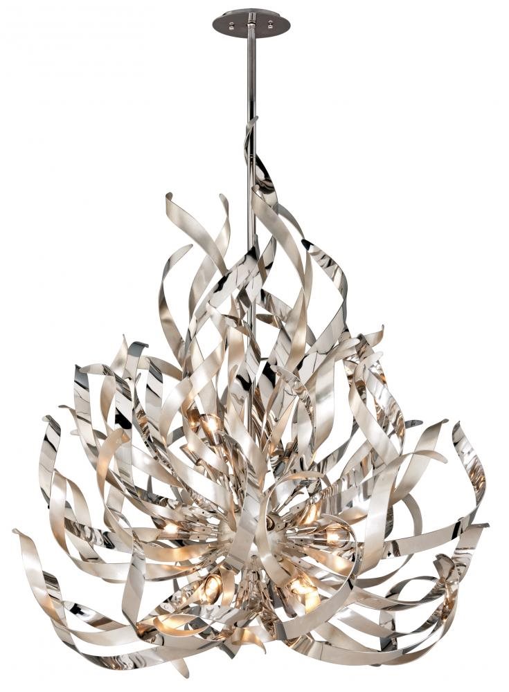 Graffiti Rebel 12-Light Smoked Crystal Chandelier in Silver Leaf