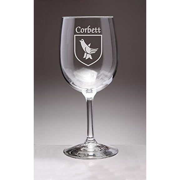 Corbett Irish Coat of Arms Wine Glasses - Set of 4 (Sand Etched)