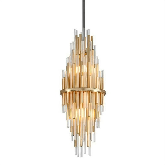 Corbett Theory 2-Lt Pendant Mini - Gold Leaf W/Polished Stainless - 238-41
