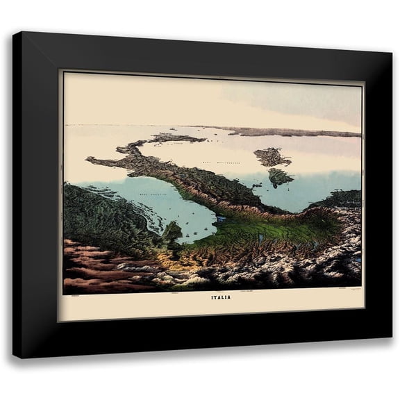 Corbetta 14x12 Black Modern Framed Museum Art Print Titled - Panoramic Italy - Corbetta 1853