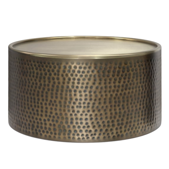 Simpli Home Corbin 32 inch Wide Boho Contemporary Coffee Table in Hammered Antique Gold Iron, Assembled