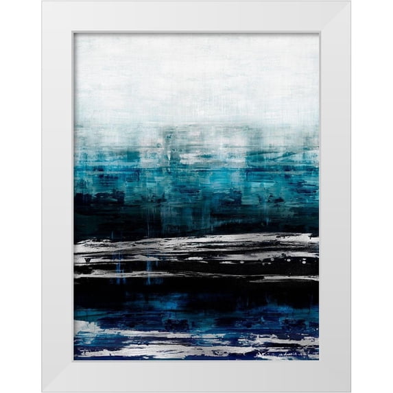Corbin, Allie 12x14 White Modern Wood Framed Museum Art Print Titled - Aqua Reflections with Silver