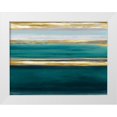 thumbnail image 1 of Corbin, Allie 18x15 White Modern Wood Framed Museum Art Print Titled - Parallel Lines on Teal, 1 of 4