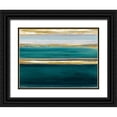 thumbnail image 1 of Corbin, Allie 32x25 Black Ornate Wood Framed with Double Matting Museum Art Print Titled - Parallel Lines on Teal, 1 of 4