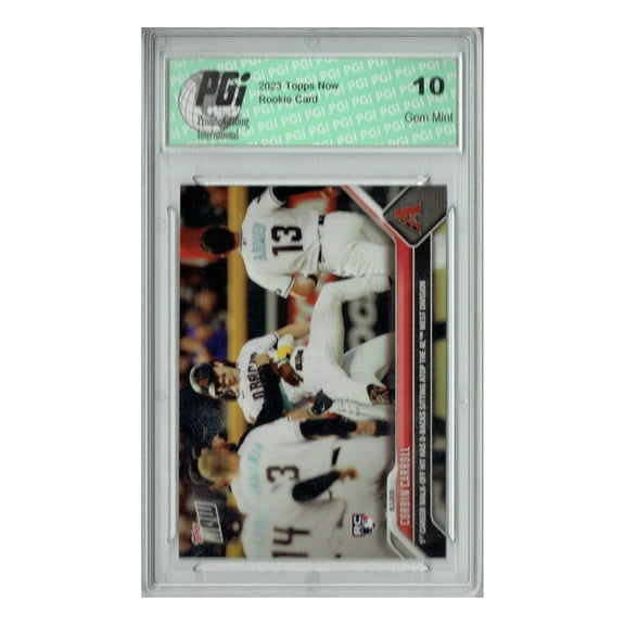 Corbin Carroll 2023 Topps Now #381 Incredible Sliding Grab Rookie Card PGI 10