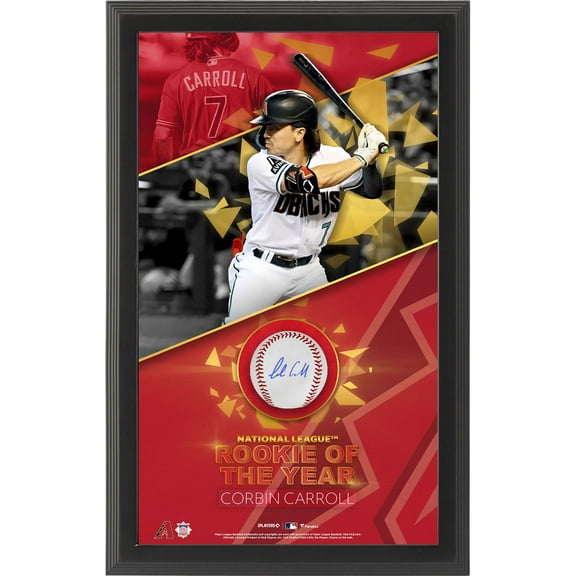 Corbin Carroll Arizona Diamondbacks Framed Autographed Baseball with 2023 National League Rookie of the Year Shadowbox Collage - Fanatics Authentic Certified