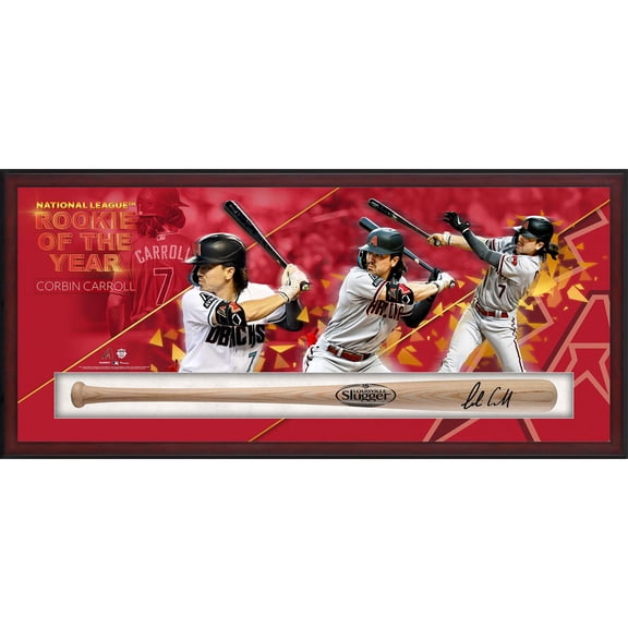 Corbin Carroll Arizona Diamondbacks Framed Autographed Black Louisville Slugger Game Model Bat with 2023 National League Rookie of the Year Shadowbox Collage - Fanatics Authentic Certified
