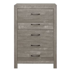 Corbin Collection Chest with 5 Drawers, Gray Finish, and Black Metal Hardware