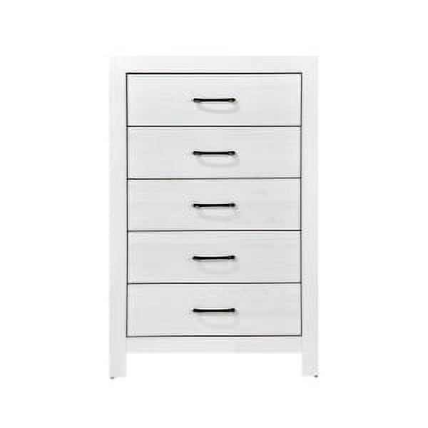 Corbin Collection Chest with 5 Drawers in White Finish and Black Metal Hardware