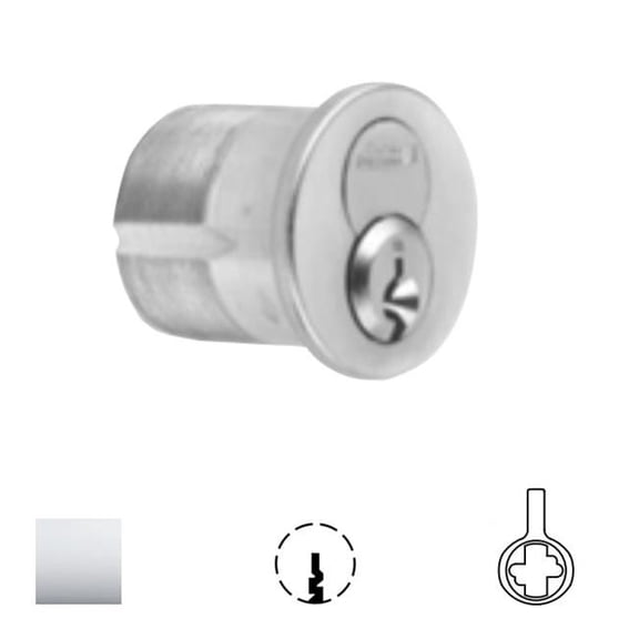 Corbin Russwin CR1080-114-A04-6-59A2-625 1.25 in. DL4000 Deadlock A04 Cam 6-Pin 59A2 Keyway 0-Bitted 1080 Series IC Mortise Cylinder - 625 Bright Polished Chrome