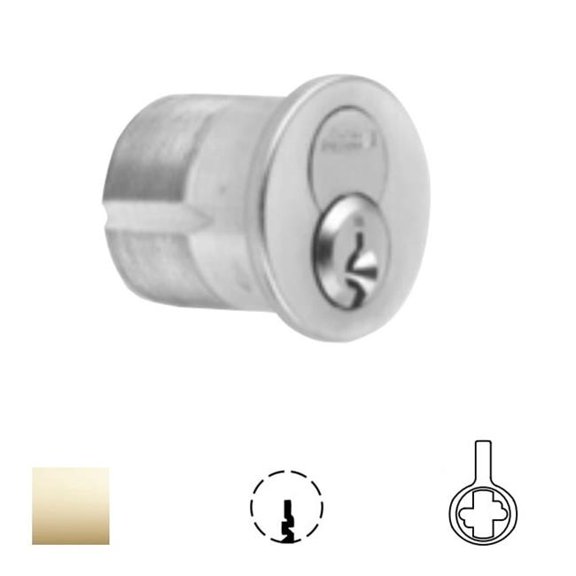 Corbin Russwin CR1080-114-A04-6-59B2-605 1.25 in. DL4000 Deadlock A04 Cam 6-Pin 59B2 Keyway 0-Bitted 1080 Series IC Mortise Cylinder - 605 Bright Polished Brass