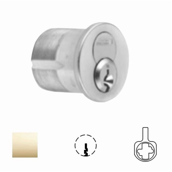 Corbin Russwin CR1080-114-A07-6-59B2-605 1.25 in. DL4100 Series Deadlock A07 Cam 6-Pin 59B2 Keyway 0-Bitted 1080 Series IC Mortise Cylinder - 605 Bright Polished Brass