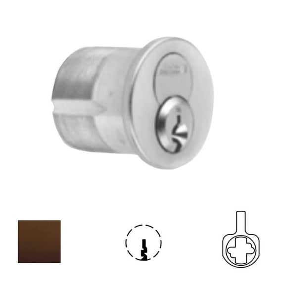 Corbin Russwin CR1080-114-A07-6-59B2-613 1.25 in. DL4100 Series Deadlock A07 Cam 6-Pin 59B2 Keyway 0-Bitted 1080 Series IC Mortise Cylinder - 613 Oil Rubbed Dark Bronze