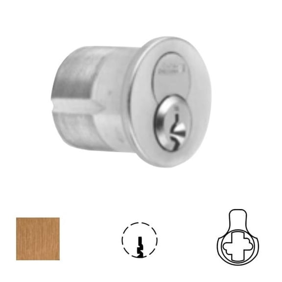 Corbin Russwin CR1080-112-A05-6-59B2-612 1.5 in. Adams Rite 4070 A05 Cam 6-Pin 59B2 Keyway 0-Bitted 1080 Series IC Mortise Cylinder - 612 Satin Bronze