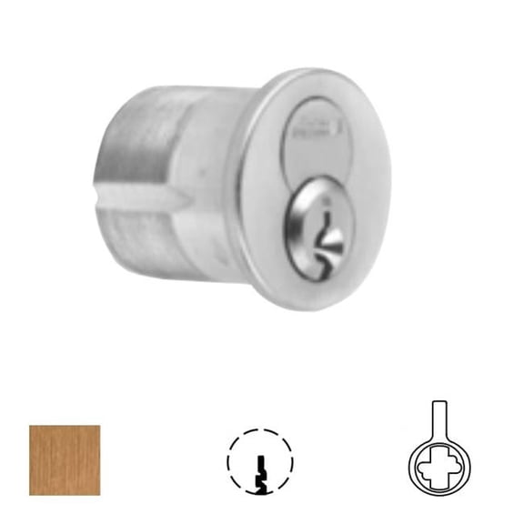 Corbin Russwin CR1080-112-A04-6-59B2-612 1.5 in. DL4000 Deadlock A04 Cam 6-Pin 59B2 Keyway 0-Bitted 1080 Series IC Mortise Cylinder - 612 Satin Bronze