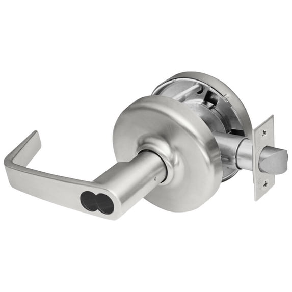Corbin Russwin CL3581 NZD 626 CL6 Grade 1 Keyed Lever x Blank Plate Cylindrical Lock Newport Lever LFIC Less Core Satin Chrome Finish Non-handed