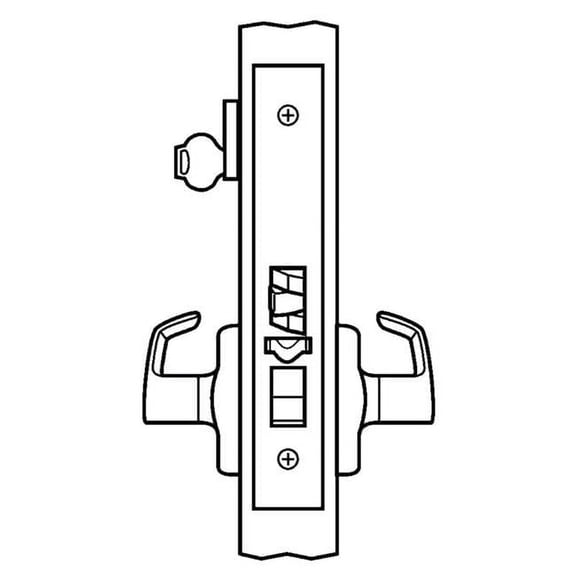 Corbin Russwin Single Cylinder Office Mortise Lock with Newport Lever & A Rose Less Cylinder, Satin Chrome