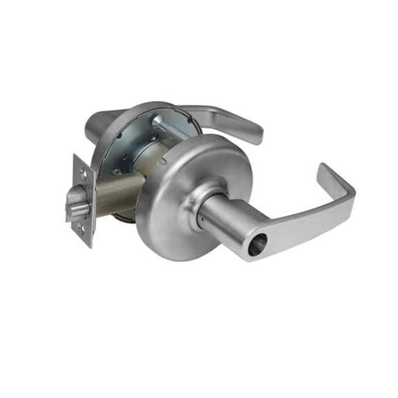Corbin Russwin Zinc Newport Lever & D Rose Single Cylinder Storeroom Grade 1 Extra Heavy Duty Cylindrical Lever Lock Less Cylinder, Satin Chrome