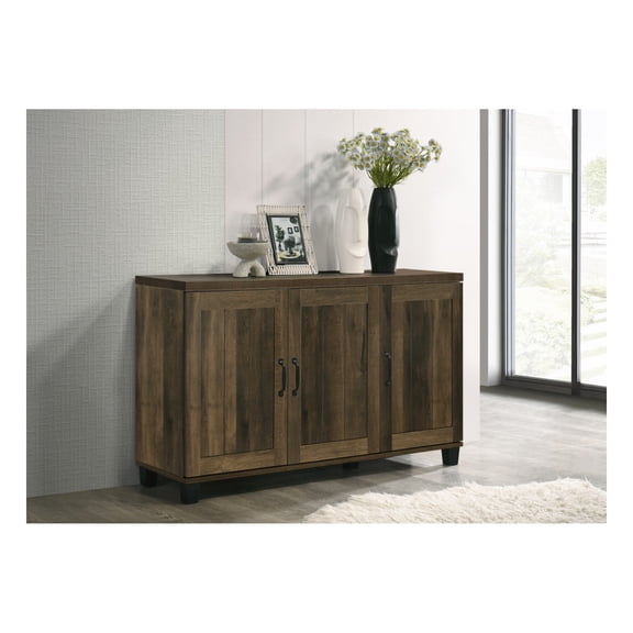 Corby 45"W Dark Dusty Oak Finish 3-Door Shoe Cabinet