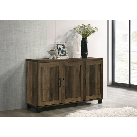 Corby 45"W Dark Dusty Oak Finish 3-Door Shoe Cabinet