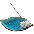 thumbnail image 1 of Corciosy Incense Stick Burner Holder-Ceramic Decorative Lotus Incense Burner Leaf-Incense Ash Catcher Tray Sky Blue, 1 of 6
