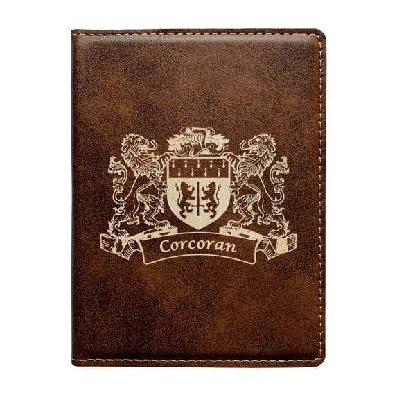 Corcoran Irish Coat of Arms Leather Passport Wallet